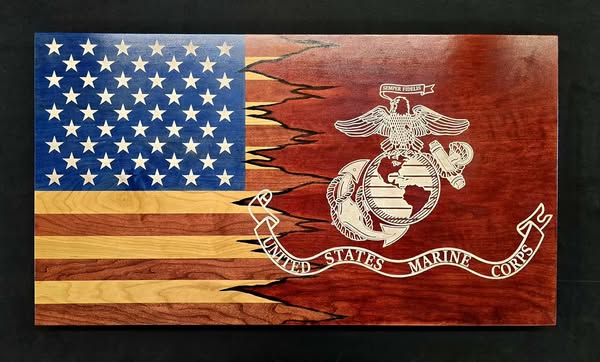 United States Marine Corps Handcrafted Patriotic Wall Flag – Made by U.S. Veterans