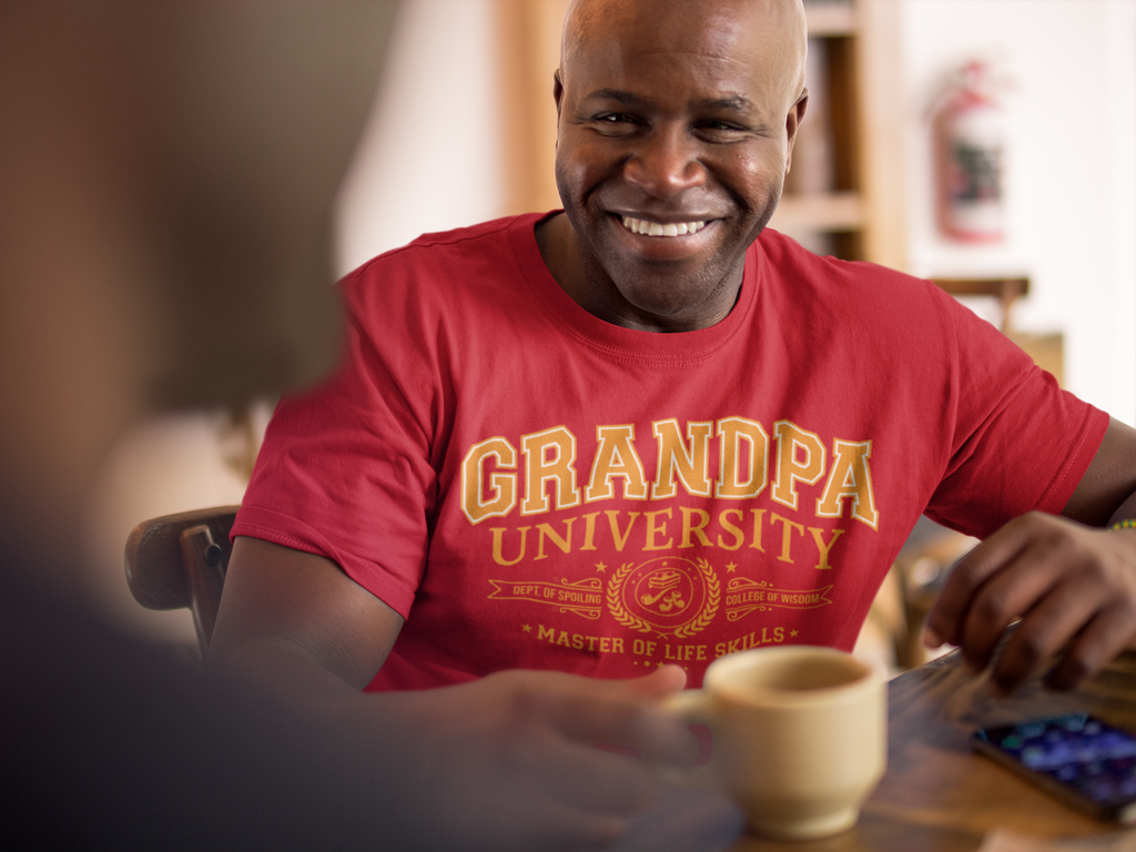 Grandpa University Premium Tee (Orange Graphic)