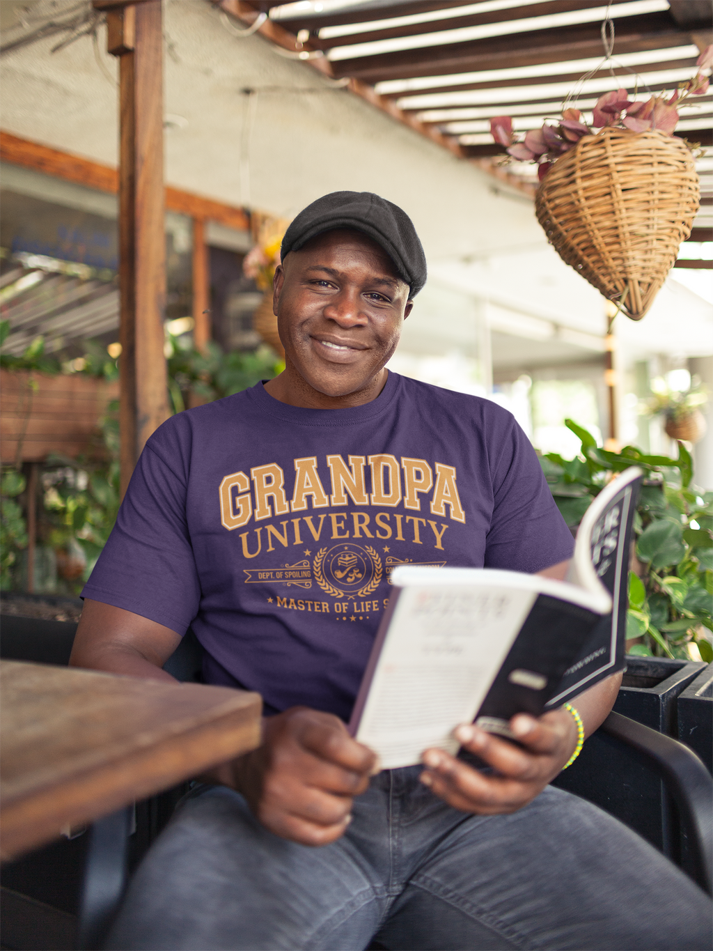 Grandpa University Premium Tee (Orange Graphic)